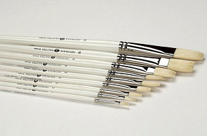 кисть живописная щетина плоскоовальная №6, белая ручка 2014f/6 /зхк кисть живописная щетина плоскоовальная №6, белая ручка 2014f/6 /зхк