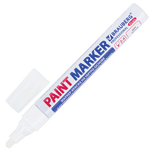 маркер-краска лаковый (paint marker) 4мм , белый, нитро-основа, алюм. корпус, professional plus 151444