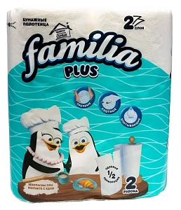 полотенца бум. 2-сл, белые (2*12м), 22,7*12см, 5083815 /familia