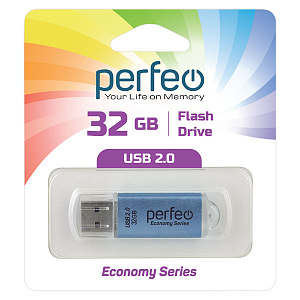 флэш карта 32gb perfeo usb e01 economy series голубая