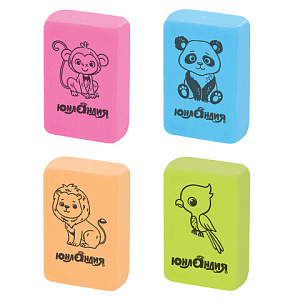 ластик зверушки 28х18х10мм прямоугольный, цвет ассорти, 228706 /br изображение ластик зверушки 28х18х10мм прямоугольный, цвет ассорти, 228706 /br