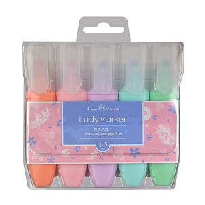 набор 5 текстмаркеров ladymarker, (перс, мят, роз, бир, сир) скош. 22-0061 /bv изображение набор 5 текстмаркеров ladymarker, (перс, мят, роз, бир, сир) скош. 22-0061 /bv