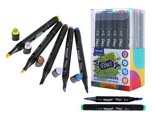 опт - набор маркеров худ. 24цв vinci black, 1-6,2мм, двухст.  /maz