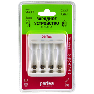 зарядное устр. perfeo pf-un-410 ni-mh/cd,5v, 4 слота, аа/aaa