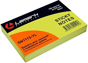 бумага самокл. 51*76 100л желтый неон sn1115-yl /lamark