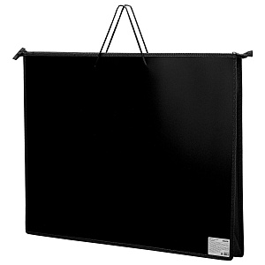 папка для рисунков и чертежей на молнии с ручками  а2, 1отд., пластик, черная, 270873 /пифагор