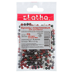 бусины круглые пластик ассорти 10+-0,2г 6мм pb-1 №01 /zlatka