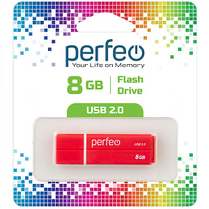 флэш карта 8gb perfeo usb c01g2 красная