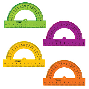 транспортир средний 10см, отливная шкала, прозрачный неон, тр21 /стамм