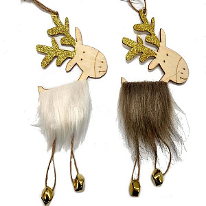 подвеска украшение олень пушистый деревянная 20*13см jh52-2230 изображение подвеска украшение олень пушистый деревянная 20*13см jh52-2230