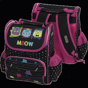 ранец эргономический optima kawaii cat 37*28*28см, 700г, 1о, 2к, светоотр., 7033501 /attomex
