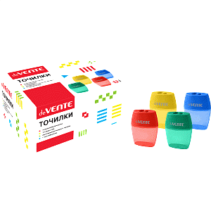 точилка пластиковая  двойная  с контейнером овальная  цвет ассорти 4071100 /devente