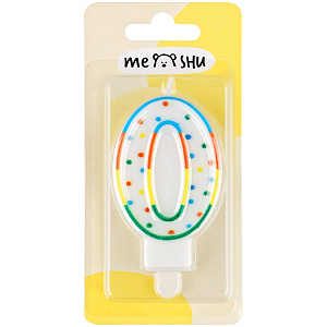 свеча тортовая "0" в горошек 8,5см ms_32375 /meshu