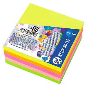 бумага самокл. 76*76 400л 5 цветов неон 82212 /centrum