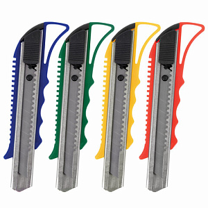 нож канцелярский 18мм  с автофиксатором, металл. направляющие, 237083 /staff