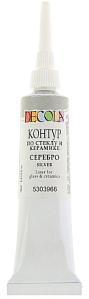 контур акриловый по стеклу и керамике, серебро, 5303966 /decola