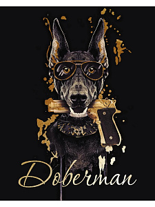 набор для раскраска по номерам 40*50 доберман в очках, с поталью, х-4247 /рыжийкот