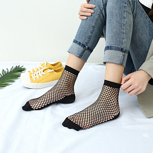 носки винтажное лето из сетки, one size, черные, 47501 /sova