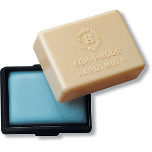 ластик-клячка для графита и угля 37*25*9, супермягкий, голубой, пласт.футляр 6422 /k-i-n