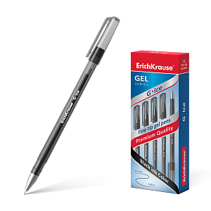 ручка гелевая 0.5/0.4 g-ice, тонир.корпус, черная 39004 /eк
