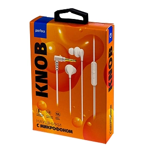 гарнитура knob внутриканальная, белая /perfeo