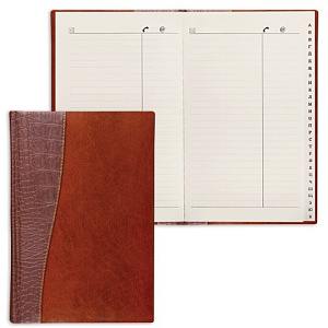 книга телефонная а5- 136*202мм 96л cayman вырубка, комб.кожа коричневый/т-коричневый 125130 /br