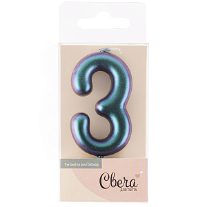 свеча тортовая "3" фантом хамелеон 4*6+2,5см 639253 /волна веселья изображение свеча тортовая "3" фантом хамелеон 4*6+2,5см 639253 /волна веселья