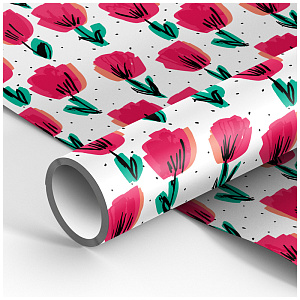 бумага упаковочная 70*100см red tulips, 90г/м, м100_41074 /meshu фото