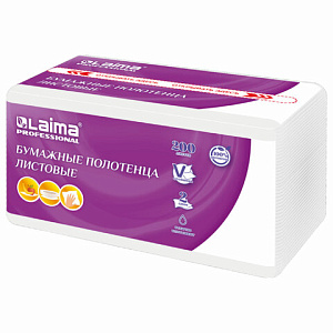 полотенца бум. zz (v-слож.) 200л, 2сл, 22*22см, 115499 /лайма