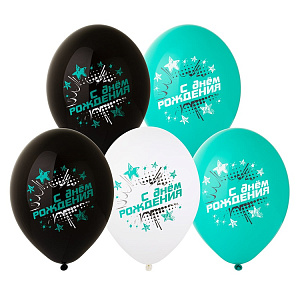 шар возд. 14" др! звезды бирюзовые, ассорти 1103-2355