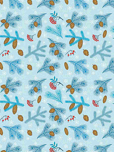 бумага упаковочная 70*100см ель и рябина, 90г/м, 81743 /magictime изображение бумага упаковочная 70*100см ель и рябина, 90г/м, 81743 /magictime