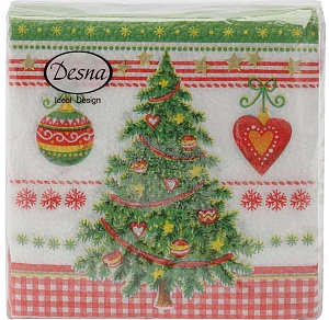 салфетки бумажные 1сл 40л 24*24 новогодняя ель 57540 /desna