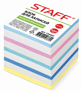 блок бумаги для заметок90*90*90 цветной 126367  /staff