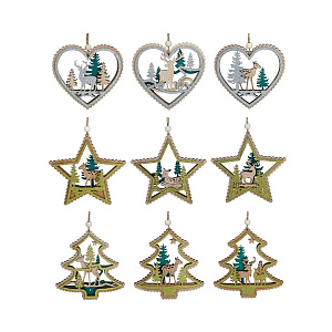 подвеска украшение ассорти дерево 12см (9 диз.) 379-234 /сноубум изображение подвеска украшение ассорти дерево 12см (9 диз.) 379-234 /сноубум