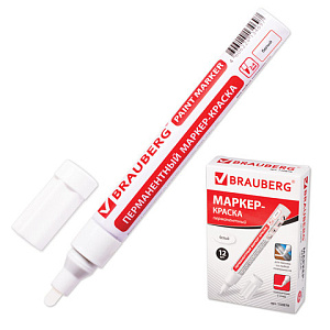 маркер-краска лаковый 4мм, нитро-основа, алюминиевый корпус, белый, 150878 /br