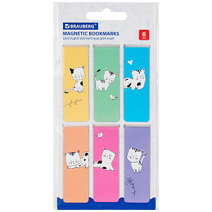 набор закладок магнитных 6шт. cats 20*60мм, 113159 /br