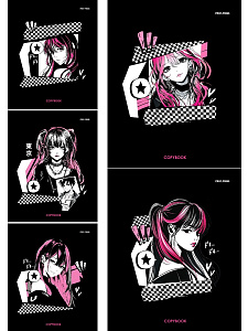 тетрадь 48л клетка  black anime. мо,  48-4305 /пп