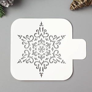 трафарет снежинка лучистая, 10*10см, 0,1мм пластик 5120572 трафарет снежинка лучистая, 10*10см, 0,1мм пластик 5120572