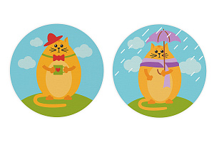 набор для раскрашивания по номерам на магните 2шт 9*9 рыжий котик pnbm-008 /фрея