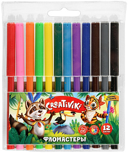 фломастеры 12цв creativiki с, вент. колпачком в блистере флв12кр /creativiki изображение фломастеры 12цв creativiki с, вент. колпачком в блистере флв12кр /creativiki